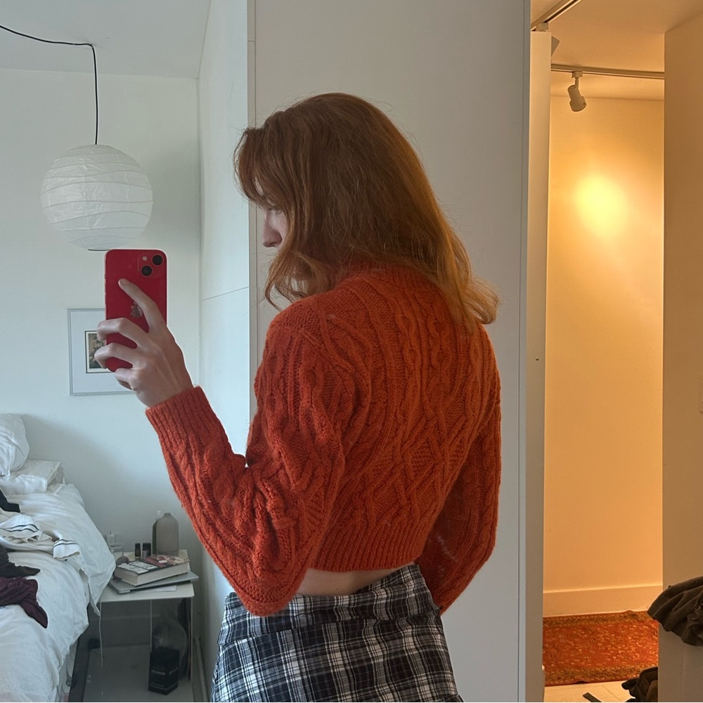 Burnt orange Wilfred cropped knit sweater
